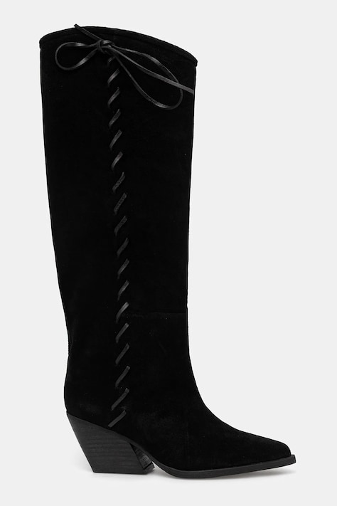 Замшевые сапоги Answear.LAB цвет чёрный каблук кирпичик