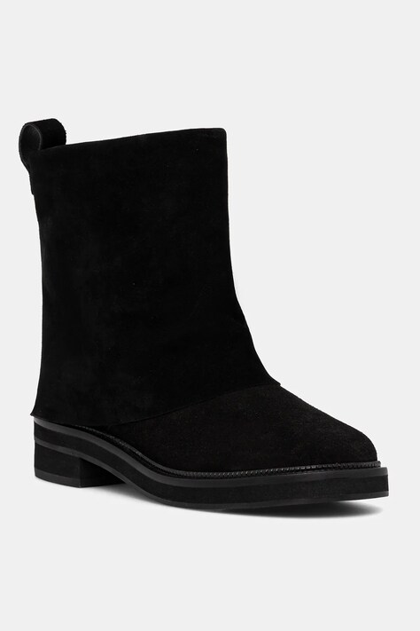 Answear.LAB cizme din piele intoarsa culoarea negru, cu toc plat