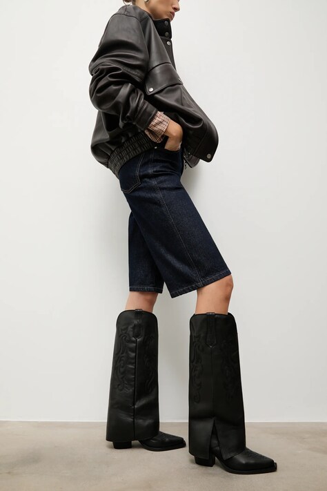 Answear.LAB cizme de piele culoarea negru, cu toc drept