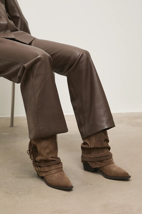 Answear.LAB botki zamszowe kolor brązowy na słupku