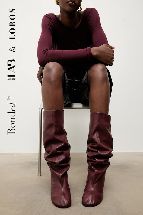 Answear.LAB ghete de piele culoarea bordo, cu toc drept