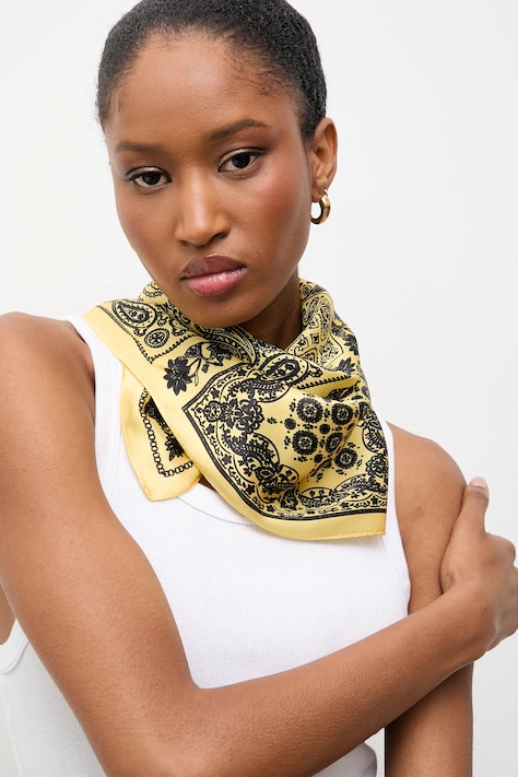 Копринено шалче Answear.LAB в кафяво с десен