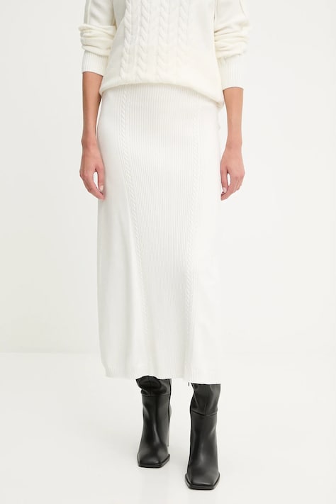 Answear.LAB fusta de casmir culoarea bej, midi, evazati