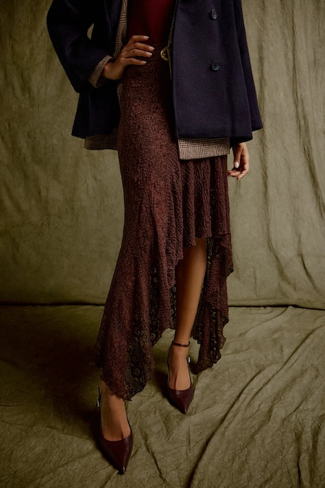 Answear.LAB fusta culoarea maro, midi, evazati