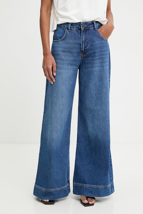 Answear.LAB jeansy wide leg damskie niebieskie