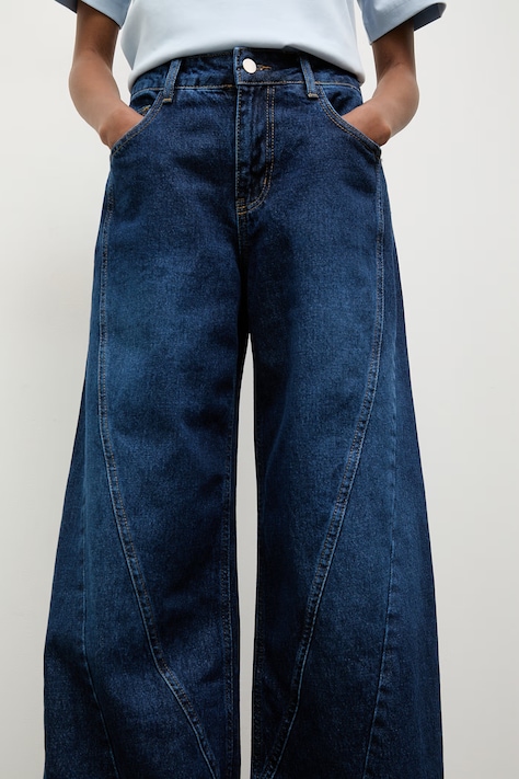 Answear.LAB jeansy wide leg damskie granatowe