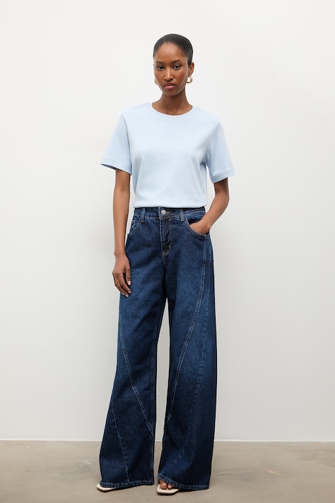 Answear.LAB rifle wide leg dámske tmavomodré