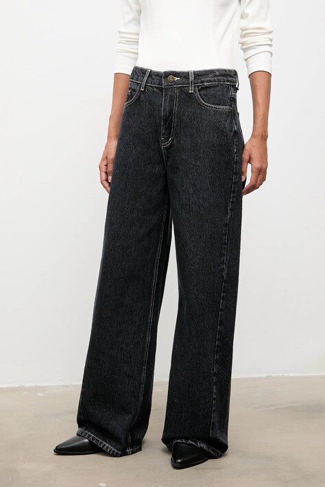 Answear.LAB jeansy damskie kolor granatowy