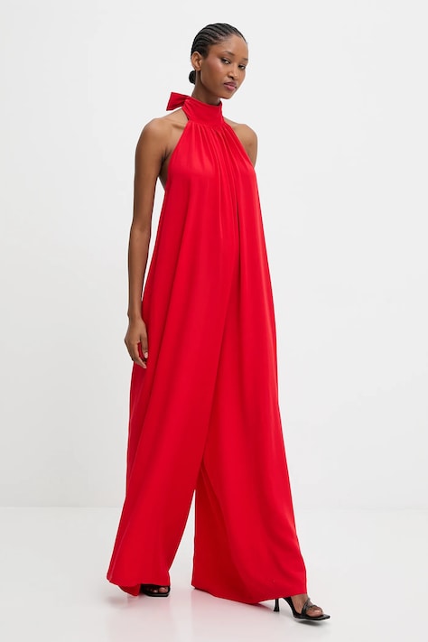 Overal Answear.LAB červená farba, s viazaním vo výstrihu