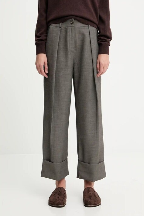 Answear.LAB spodnie damskie kolor zielony proste high waist