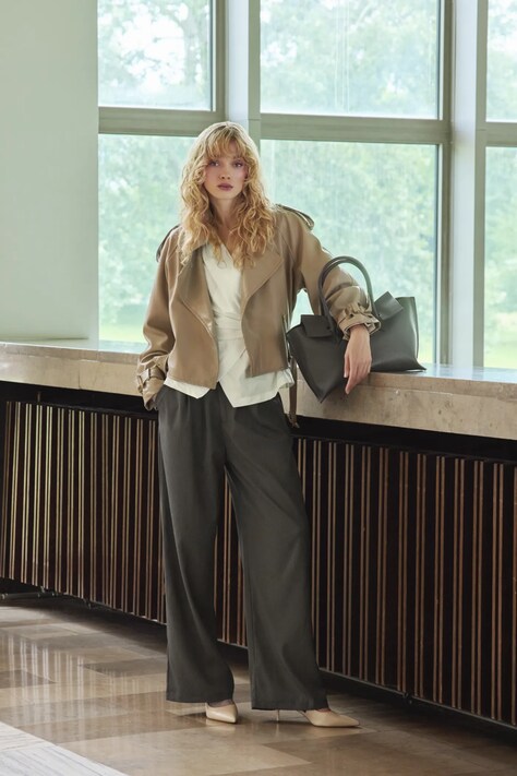 Answear.LAB spodnie damskie kolor szary szerokie high waist