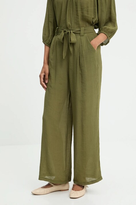Answear.LAB spodnie damskie kolor zielony szerokie high waist