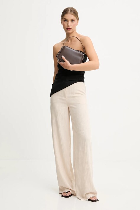 Answear.LAB spodnie damskie kolor beżowy szerokie high waist