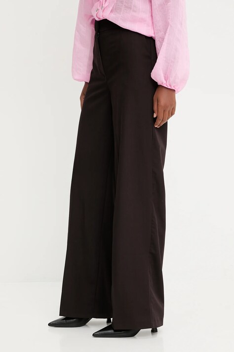 Answear.LAB spodnie damskie kolor brązowy proste high waist