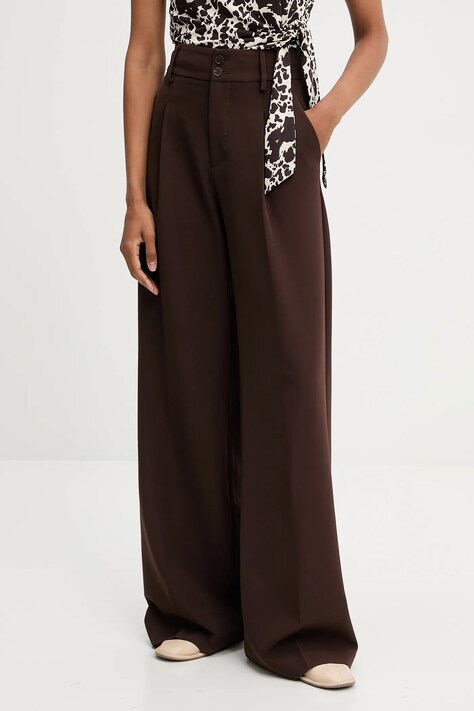 Answear.LAB spodnie damskie kolor brązowy proste high waist