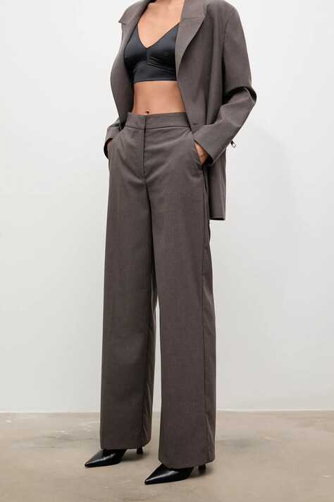 Answear.LAB spodnie damskie kolor brązowy szerokie high waist