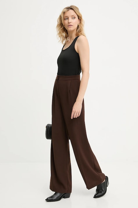 Answear.LAB spodnie damskie kolor brązowy szerokie high waist