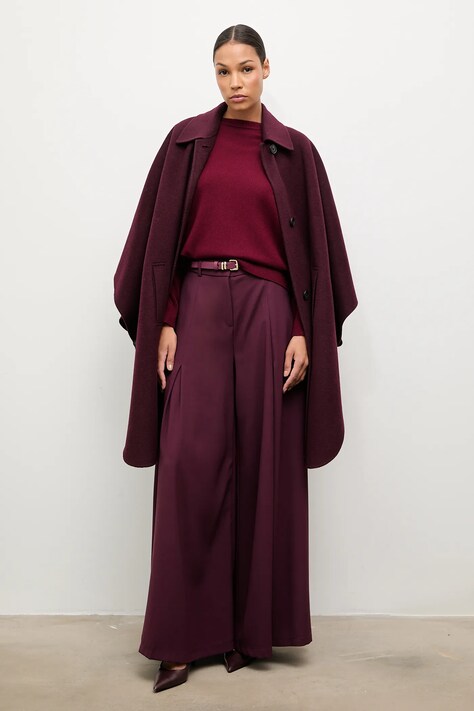 Answear.LAB spodnie damskie kolor bordowy szerokie high waist