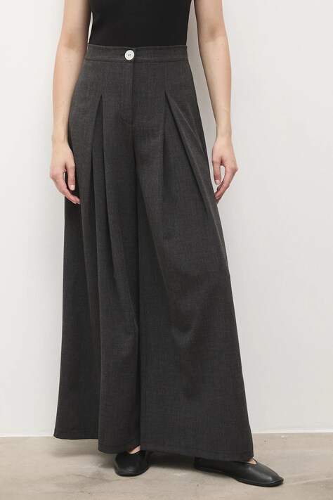 Answear.LAB spodnie damskie kolor szary szerokie high waist