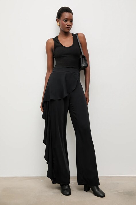 Answear.LAB spodnie damskie kolor czarny szerokie high waist