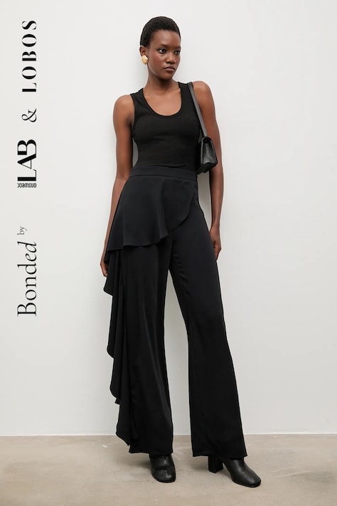 Answear.LAB spodnie damskie kolor czarny szerokie high waist