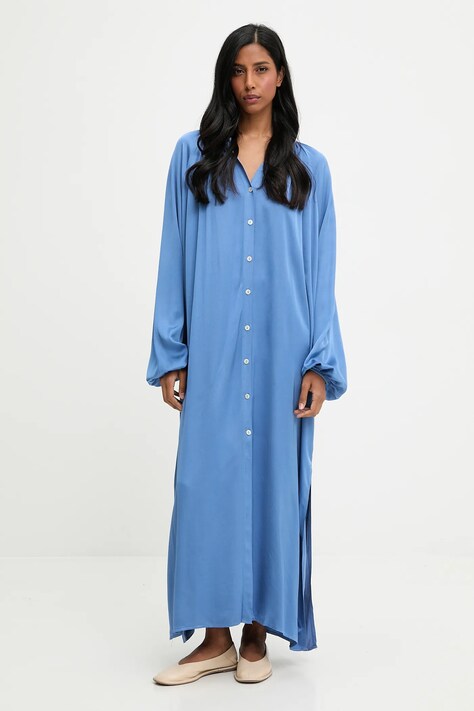 Answear.LAB sukienka kolor niebieski maxi oversize