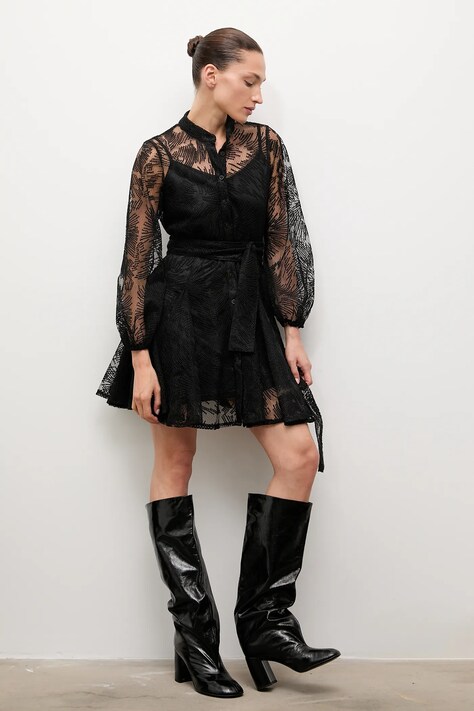 Answear.LAB rochie culoarea negru, mini, evazati