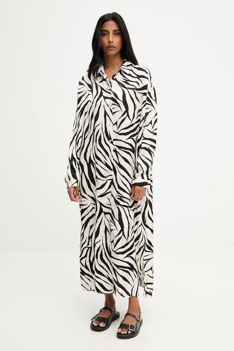 Answear.LAB sukienka kolor beżowy maxi oversize