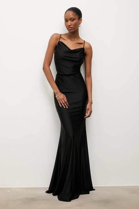 Answear.LAB rochie culoarea negru, maxi, drept