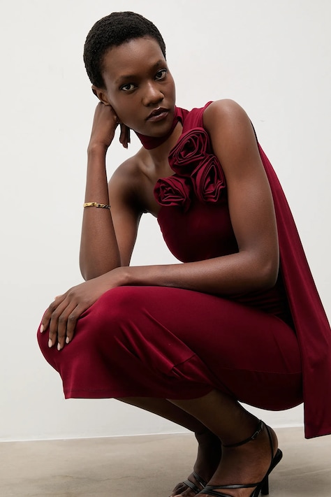 Answear.LAB rochie culoarea bordo, midi, drept