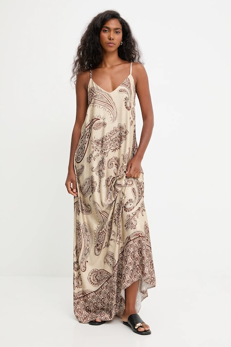 Answear.LAB rochie culoarea maro, maxi, drept
