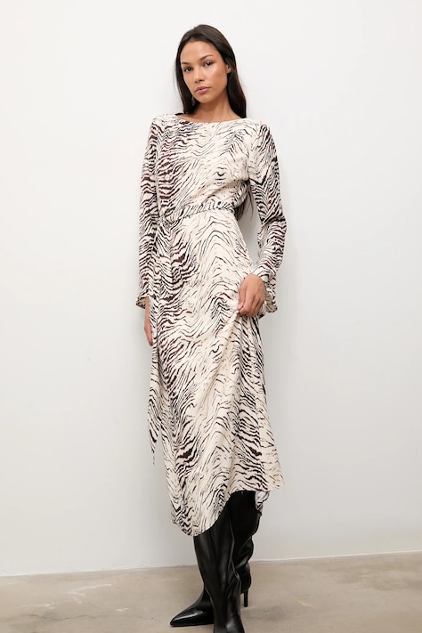 Answear.LAB sukienka kolor beżowy maxi rozkloszowana