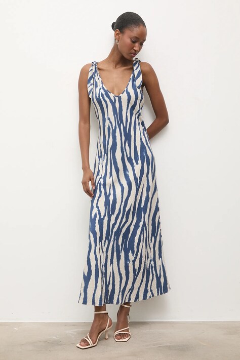 Answear.LAB sukienka kolor granatowy maxi prosta