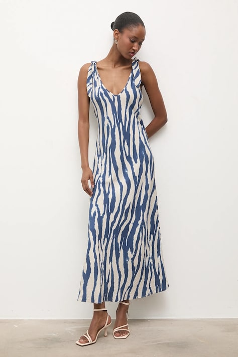 Answear.LAB sukienka kolor granatowy maxi prosta