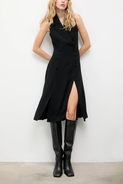 Answear.LAB rochie culoarea negru, midi, drept