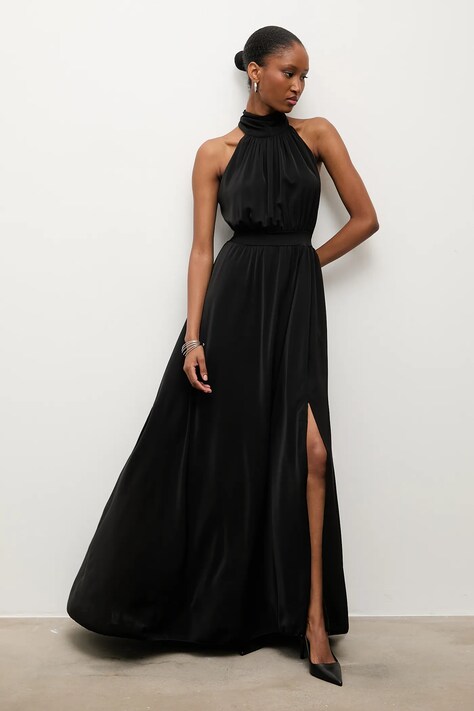 Answear.LAB rochie culoarea negru, maxi, evazati