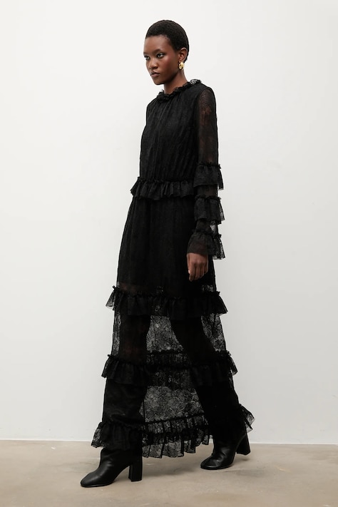 Answear.LAB sukienka kolor czarny maxi rozkloszowana