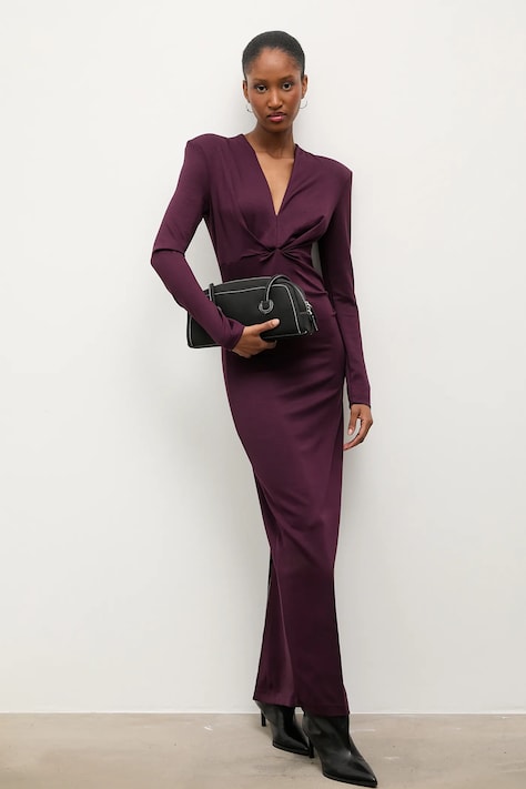 Answear.LAB rochie culoarea bordo, maxi, mulata