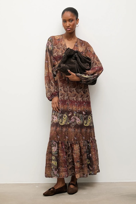 Answear.LAB rochie culoarea maro, maxi, evazati