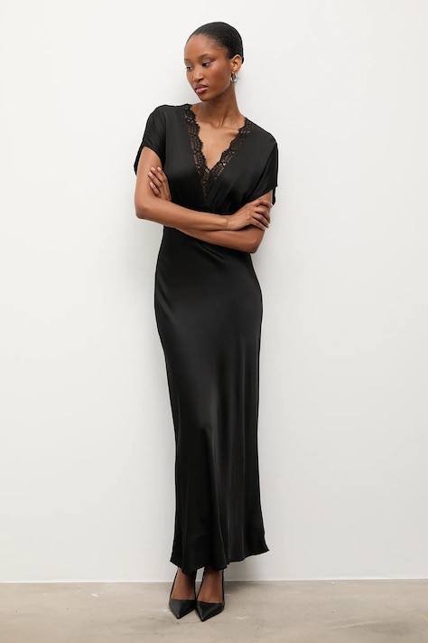 Answear.LAB rochie culoarea negru, maxi, evazati