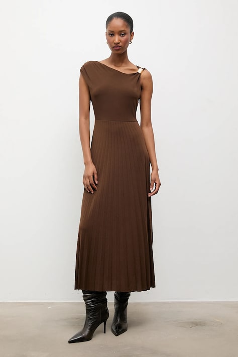 Answear.LAB rochie culoarea maro, midi, evazati