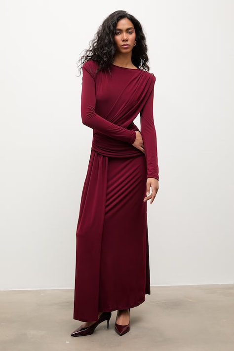 Answear.LAB sukienka kolor bordowy maxi rozkloszowana