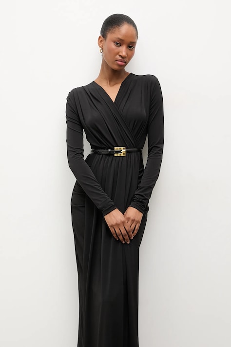 Answear.LAB sukienka kolor czarny maxi rozkloszowana