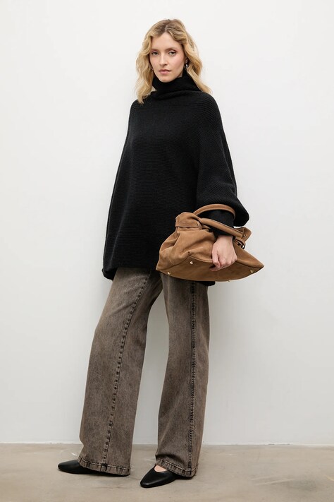 Answear.LAB sweter z kaszmirem damski kolor czarny z golfem