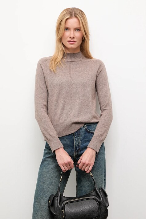 Answear.LAB sweter z kaszmirem damski kolor beżowy lekki z golfem