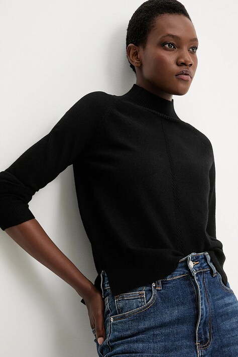 Answear.LAB sweter z kaszmirem damski kolor czarny lekki z golfem