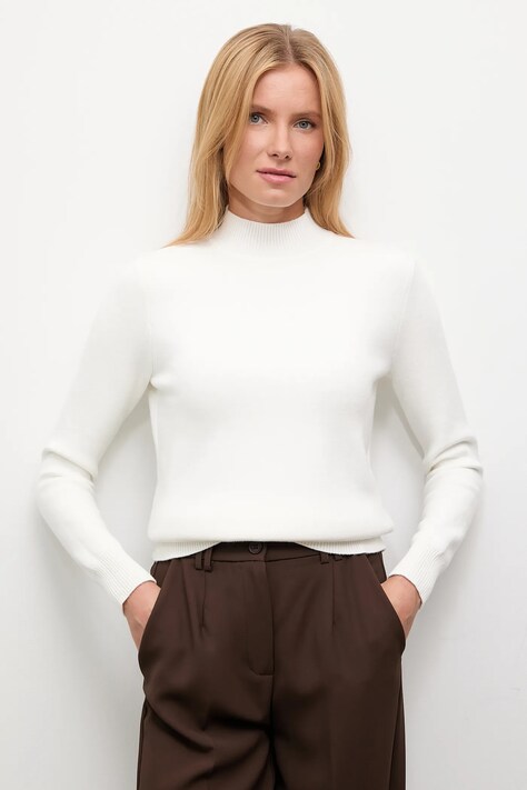 Answear.LAB sweter z kaszmirem damski kolor beżowy z półgolfem
