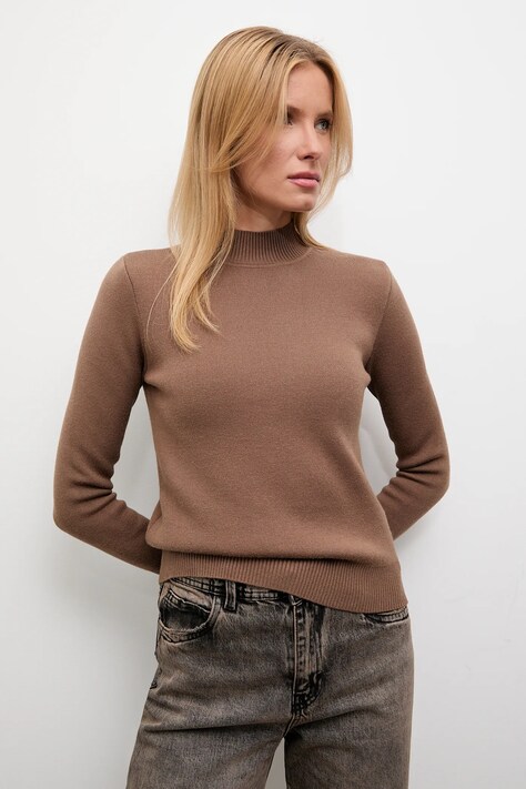 Answear.LAB sweter z kaszmirem damski kolor brązowy z półgolfem