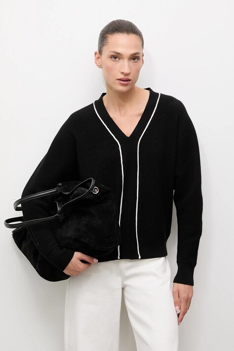 Answear.LAB sweter z kaszmirem i jedwabiem damski kolor czarny