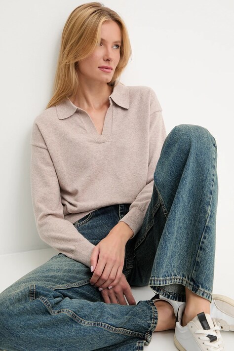 Answear.LAB sweter z kaszmirem damski kolor beżowy